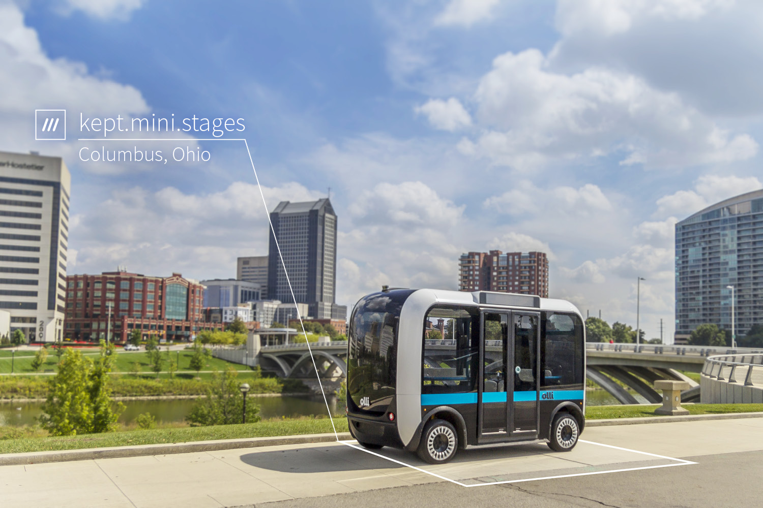 Olli autonomous vehicle at 3 word address kept.mini.stages