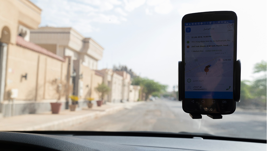 smartphone in a car phone holder