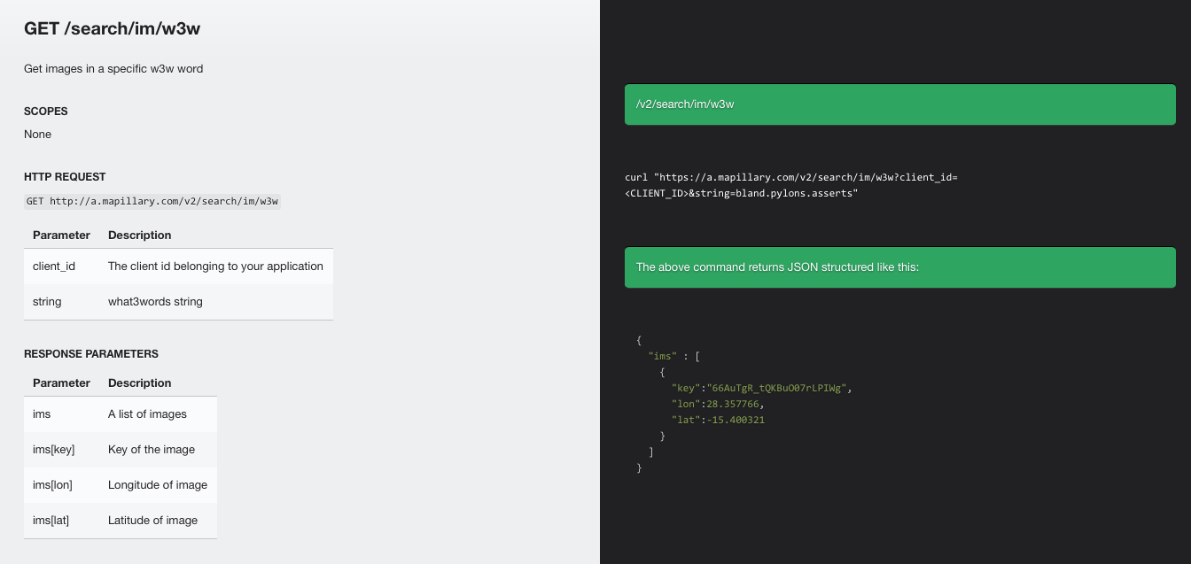 Mapillary what3words API