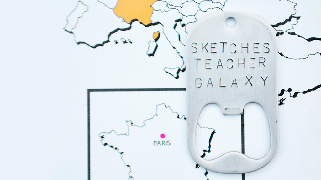 personalised bottle opener 'sketches teacher galaxy' engraved on 