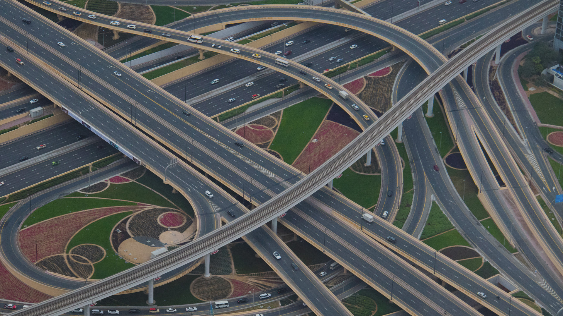 Highways and roads crossing over each other