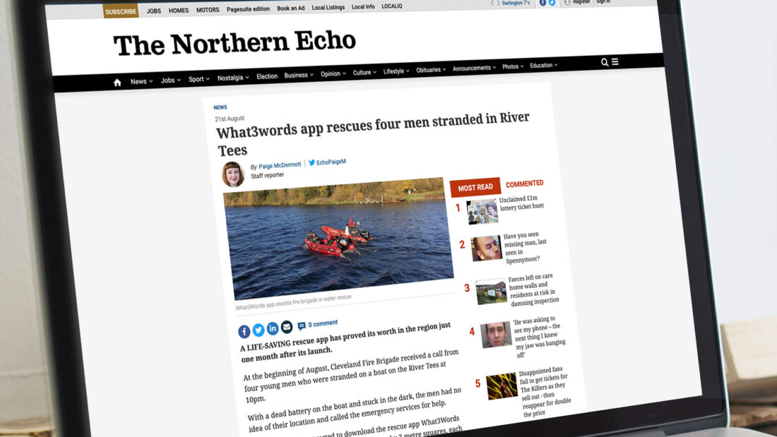 What 3 words in The Northern Echo news 