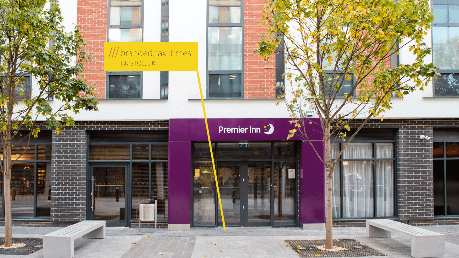 Premier Inn at 3 words address Branded.Taxi.Times