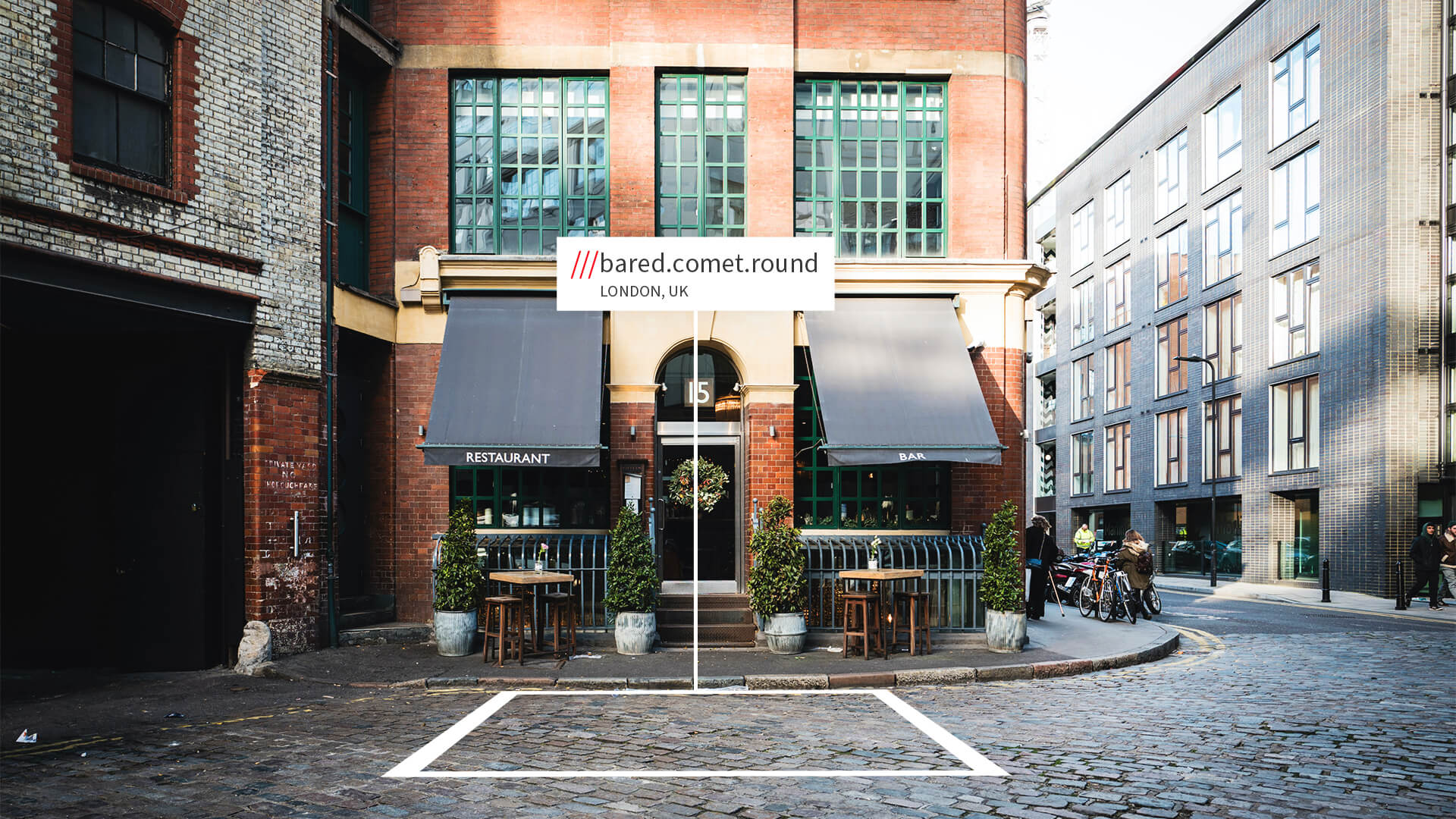 London restaurant and bar with what3words address