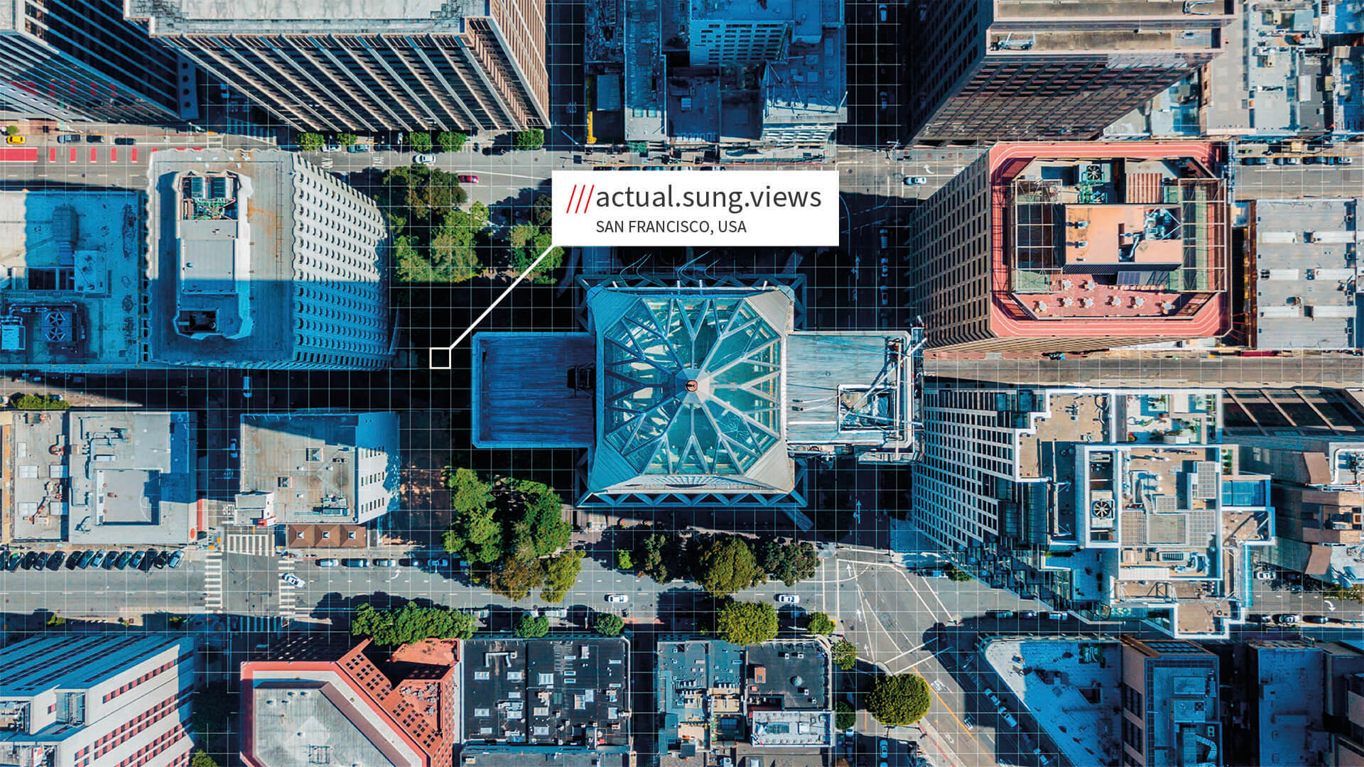 San Francisco aerial view with what3words address