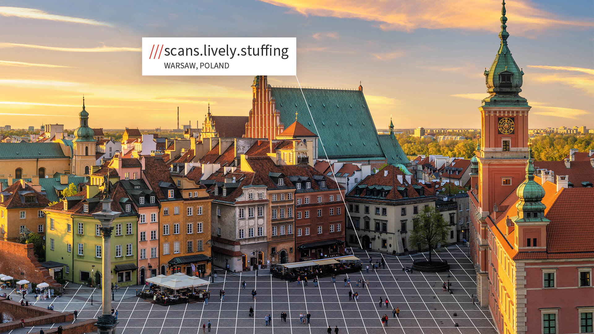 Warsaw square with what3words address