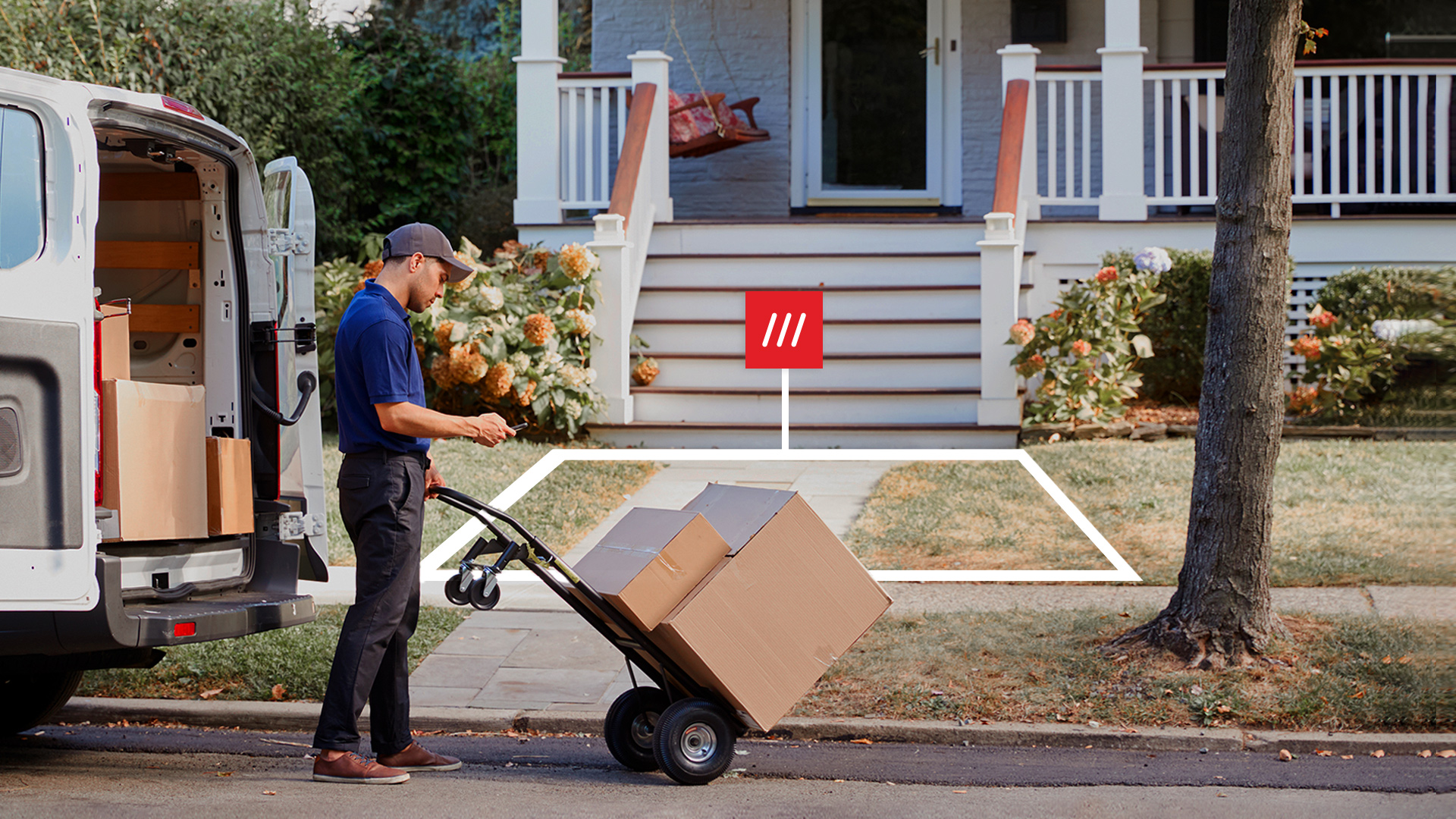Courier delivering a parcel