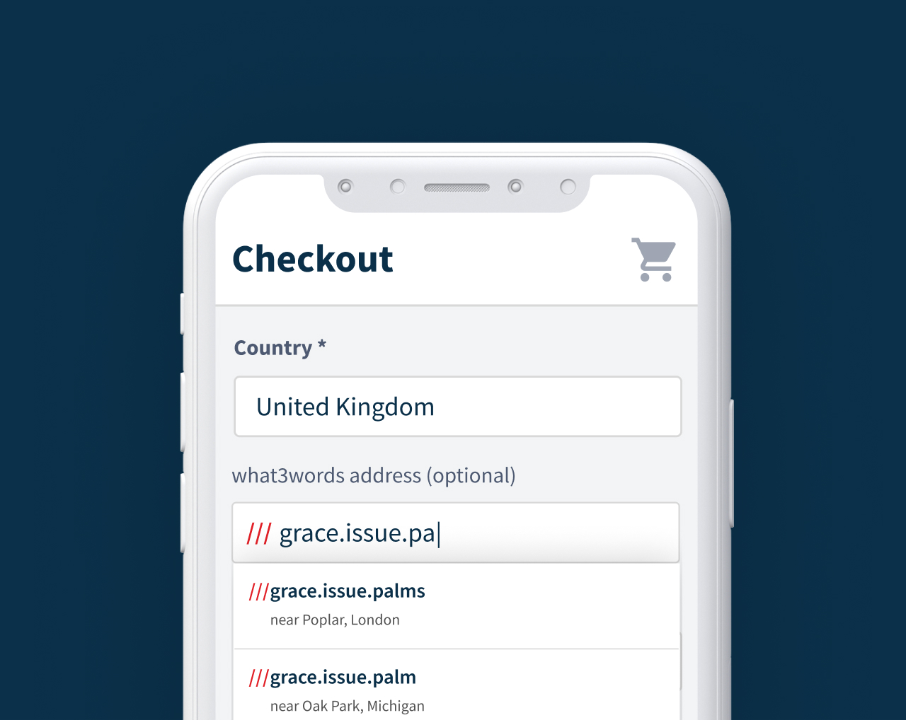 what3words field at checkout