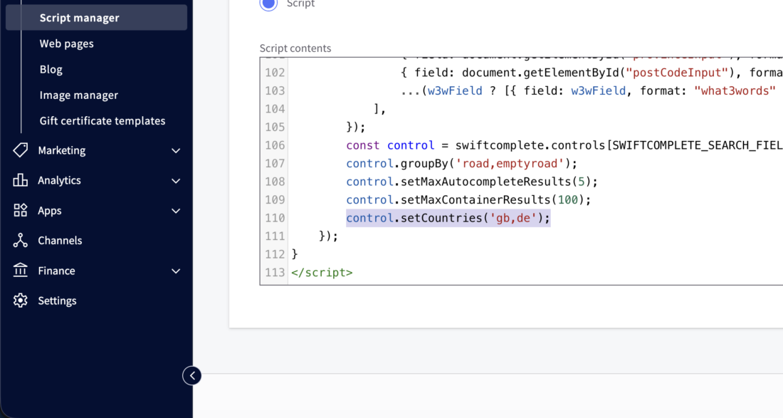 Swiftcomplete Bigcommerce Country